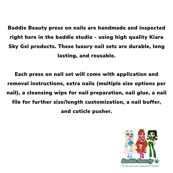 Baddie Beauty All White Press On Nails - Picture 4 of 4